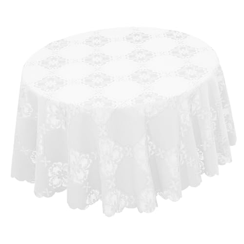BESTYASH Rustikale Runde Spitzentischdecke Vintage Tischdecke mit Blumenmuster Wasserabsorbierend Strapazierfähig Dekorativ für Küche Restaurant Hochzeit und Outdoor Picknick von BESTYASH