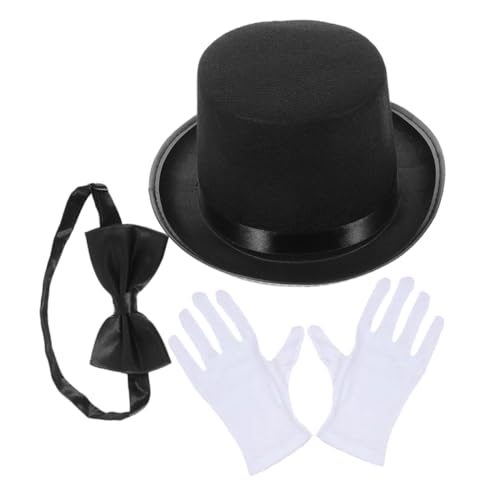BESTYASH Top Hat Kostümset Herren mit Handschuhen und Fliege Atmungsaktives Material Stilvolle Verkleidung für Detektiv cosplay Rollenspiel und Bühnenauftritte Stilvolles Accessoire für von BESTYASH