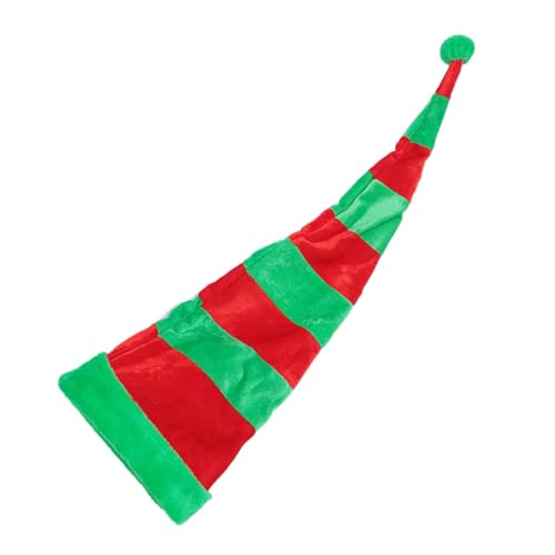 BESTYASH Weihnachtlicher Elf Zipfelmütze Rot grün Gestreift mit Pompon Leichtes Material Lustiger Partyhut für Erwachsene und Kreative Festliche Kopfbedeckung als Kostüm Fotorequisite von BESTYASH