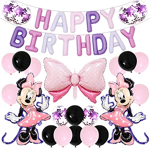 Minnie Themed Geburtstag Dekorationen, Minnie Party Supplies Dekoration Luftballons Theme Birthday Party Balloons Supplies für Kinder Mädchen Geburtstag Dekoration Mehrweg（Rosa） von BESTZY