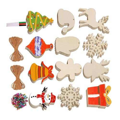 BESTonZON 1 Satz Diy Holzplatten Set Unbemalte Weihnachtsanhänger zum Gestalten für Graffiti Dekoration und Bastelprojekte für Weihnachten und Feste von BESTonZON