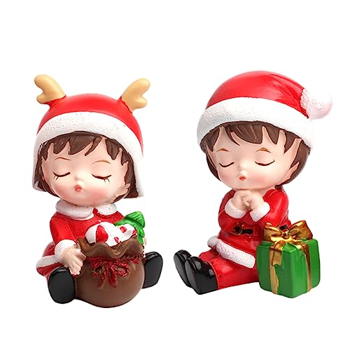 BESTonZON 1 Satz Weihnachtsschmuck Aus Harz Mädchen Party Weihnachten Erste Tortenaufsätze Für Geburtstage Weihnachtsdeko Weihnachts Figuren Caketopper 1 Harzornament Dekoration 2 Stück von BESTonZON