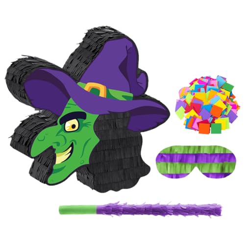 BESTonZON 1 Set mexikanische Halloween-Hexe-Piñata mit Stock, Augenbinde, Papierkonfetti, Halloween-Party-Piñata, Foto-Requisiten für Geburtstagsparty-Spielzubehör BESTonZON 1 Set mexikanische Halloween-Hexe-Piñata mit Stock, Augenbinde, Papierkonfetti, Halloween-Party-Piñata, Foto-Requisiten für Geburtstagsparty-Spielzubehör von BESTonZON