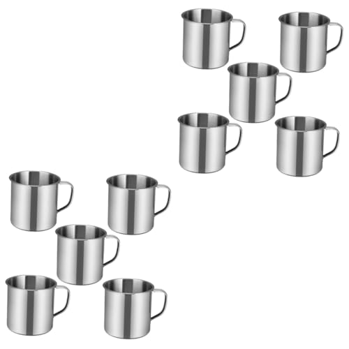 BESTonZON 10 Stk Büro Tasse Metall- Espresso- Tasse Metallbecher Camping-kaffeetasse Edelstahlbecher Mit Deckel Büro-kaffeetasse Tee-party Becher Aus Edelstahl Gewöhnliche Kind Milchbecher von BESTonZON
