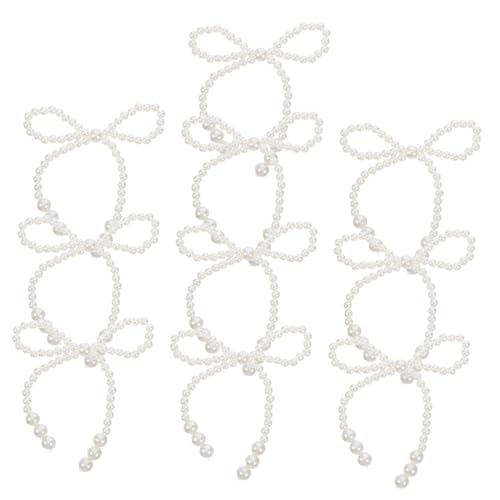 BESTonZON 10 Stück Künstliche Perlenschleifen, Weiße Schleifen Aus Kunstperlen, Cupcake-topper, Party-bouquets, Für Hochzeit, Braut, Geburtstag, Dekoration von BESTonZON