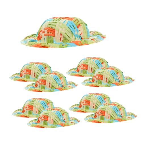 BESTonZON 10 Stück Mini Puppenhüte aus Geflochtenem Material Dekorative DIY Hüte für Puppenhäuser Farbige Mini Hüte für Bastelprojekte und Puppenaccessoires von BESTonZON