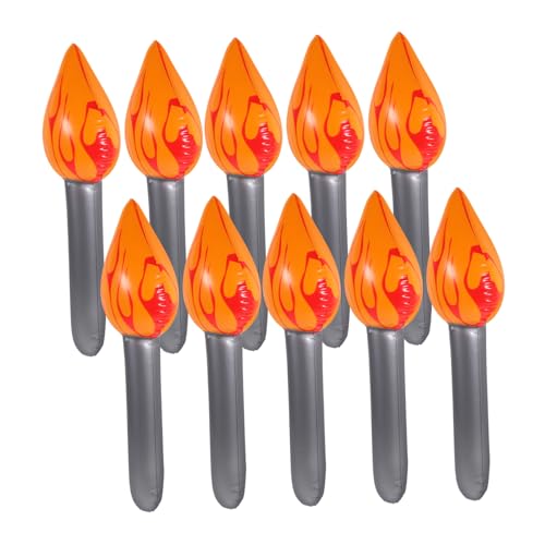 BESTonZON 10 Stück Teiliges Aufblasbare Fackelspielzeuge für Sportwettkämpfe PVC Feuerfackel für Indoor und Outdoor Spiele Lebendige Requisiten für Bühnenaufführungen von BESTonZON
