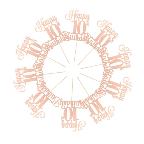 BESTonZON 10 Stück Teiliges Cupcake Topper Geburtstag Zahlen mit Glitzer Glanz Einfache Tortendeko für Kindergeburtstag Pinke Geburtstagszahl Kuchenstecker für Party Jubiläum von BESTonZON