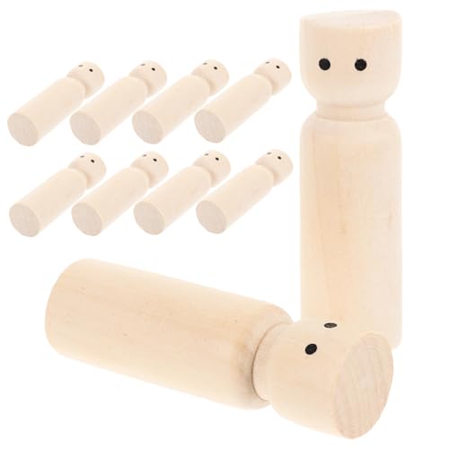 BESTonZON 10 Stück Teiliges DIY Unbemalte Holzpuppen zum Bemalen Glatte Oberfläche Leichte Langlebige Holzfiguren für Kreative Handwerksprojekte und Eltern Beschäftigung von BESTonZON