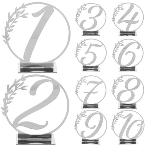 BESTonZON 10 Stück Tischnummern Für Hochzeiten Acryl Tischnummernschilder 1–10 Bankettschild Hochzeit Reserviert Schilder Für Hochzeitsempfang Tischdekoration Silber BESTonZON 10 Stück Tischnummern Für Hochzeiten Acryl Tischnummernschilder 1–10 Bankettschild Hochzeit Reserviert Schilder Für Hochzeitsempfang Tischdekoration Silber von BESTonZON