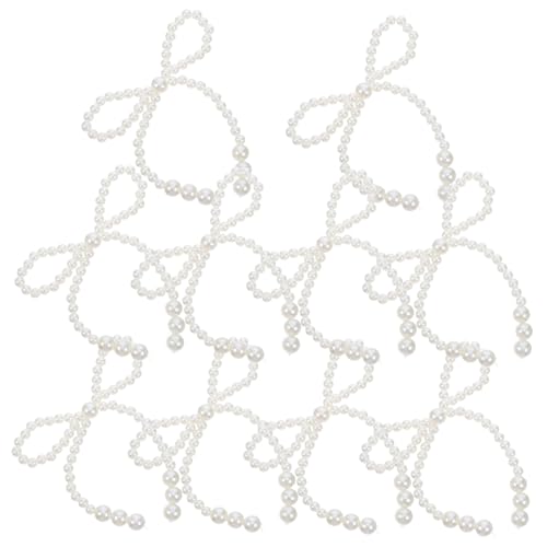 BESTonZON 10 Stück Weiße Perlen Schleifen Cake Toppers Langlebige Cupcake Deko für Hochzeit Geburtstag Shower Vielseitige Food Picks für Festliche Anlässe von BESTonZON