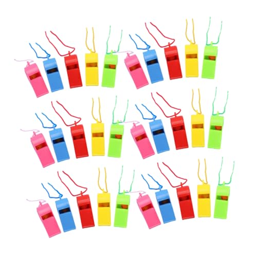 BESTonZON 100 Stück Bunte Kunststoffpfeifen mit Umhängeband Vielseitige Trillerpfeife für Sport Training und Feste für Schiedsrichter und Kinderfestlichkeiten von BESTonZON