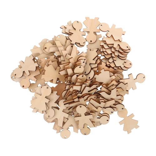 BESTonZON 100 Stück Holzfiguren Jungen Mädchen Holzscheiben zum Basteln DIY Anhänger für Kinderzimmer Deko Kreative Handarbeit Bastelmaterial von BESTonZON