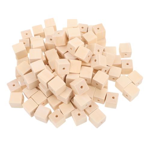 BESTonZON 100 Stück Quadratische Holzperlen mit Naturfarben für DIY Schmuckherstellung Basteln und Scrapbooking Vielseitige Unbemalte Holzwürfel für Kreative Projekte von BESTonZON