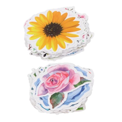 BESTonZON 100 Stück Teiliges Wasserfester Blumenaufkleber Selbstklebende Blumige Sticker Wiederverwendbare Dekorative Aufkleber für Scrapbook Notizbuch Laptop Geschenkverpackung Vielseitig von BESTonZON