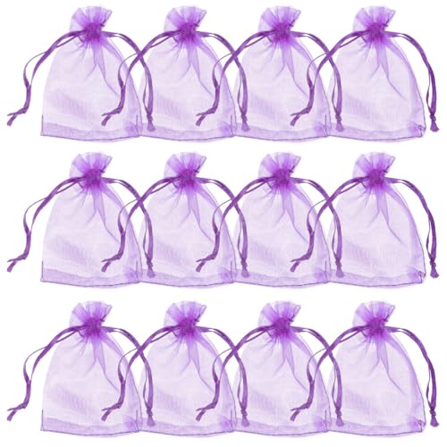 BESTonZON 100 Stücke Lavendel Beutel Organzabeutel Lavendelsäckchen Leere Duftsäckchen Organza Säckchen Duftbeutel Kordelzugbeutel zum Befüllen für Lavendel Gewürze, Kräuter, Dark Purple, 9X7X0.1CM von BESTonZON