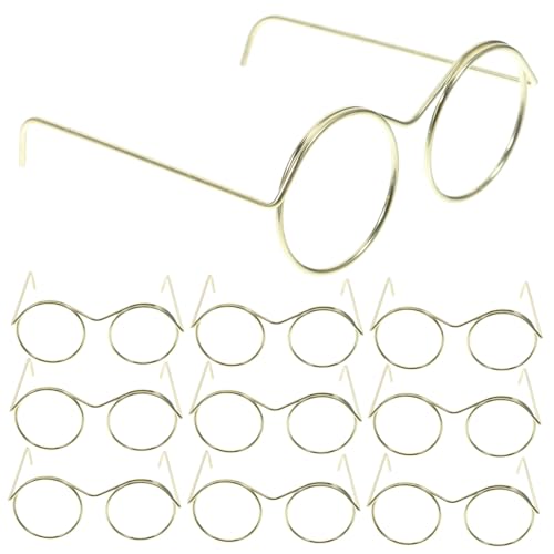 BESTonZON Puppen Tragen Es Mini-Brillen Für Puppen 10er-Pack Drahtrahmen Vintage-Stil Schwarze Farbe von BESTonZON