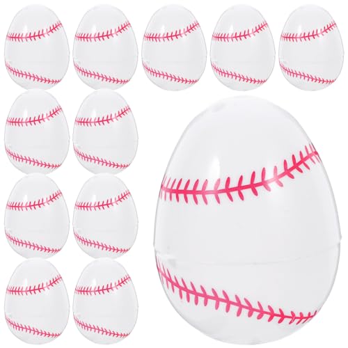 BESTonZON 12 Stück Befüllbare -Jumbo-Eier Mit Baseball-Aufdruck Leere Sportbälle -Süßigkeitsbehälter Ostereiersuche Korbstrumpf Als -Partygeschenk von BESTonZON
