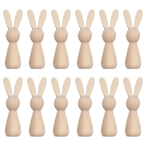 BESTonZON 12 Stück Holzhasen Unfertige Peg-Puppen Holzhasen Zum Basteln Blanke Naturholz-Peg-Figuren Tierpuppenkörper Osterhasen-Statue Basteln Holzhasen- BESTonZON 12 Stück Holzhasen Unfertige Peg-Puppen Holzhasen Zum Basteln Blanke Naturholz-Peg-Figuren Tierpuppenkörper Osterhasen-Statue Basteln Holzhasen- von BESTonZON