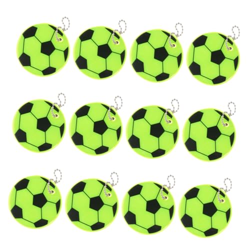 BESTonZON 12 Stück Teiliges Fußball Schlüsselanhänger Reflektor Anhänger aus Robustem PVC für Schüler Nacht Sichtbarkeit Rucksack Dekoration und Party Jungen Mädchen von BESTonZON
