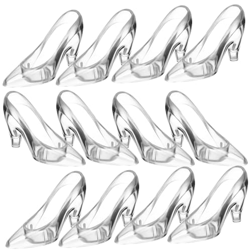 BESTonZON 12 Stück Teiliges Kristall Schuhdeko Klarer High Heel Deko Glänzende Slipper Tisch Schmuck Transparent Party Mitgebsel Kindergeburtstag von BESTonZON