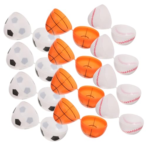 BESTonZON 12 Stücke Ostereier Fußball Themen Candy Lagerung Box Kunststoff Öffnende Ostern Sport Eier Nachfüllbare Ostern Boxen von BESTonZON
