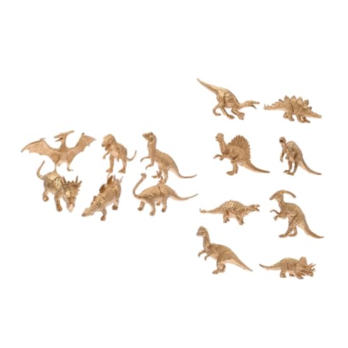 BESTonZON 14st Goldenes Dinosauriermodell Haushaltsschmuck Spielzeuge Tischdekoration Dinosaurier-Puzzle Mini-tierfiguren Hausdekorationen Für Zu Hause Plastik Schmücken Kind Miniatur von BESTonZON