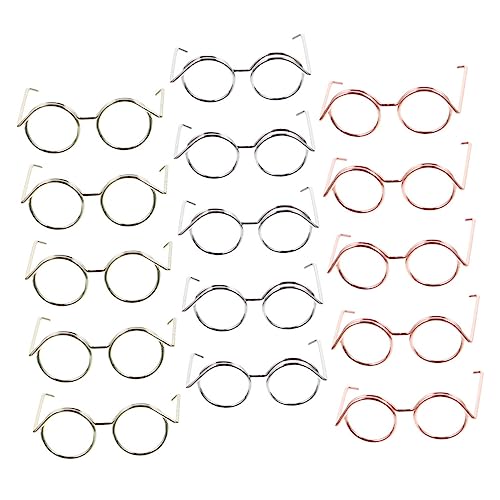 BESTonZON 15 Teiliges Puppenbrillen Set Aus Mit Drahtrahmen 5 Roségoldene 5 Silberne Und 5 Goldene Brillen Für Puppen Und Spielzeugfiguren Ideales Zubehör Für Puppenoutfits von BESTonZON