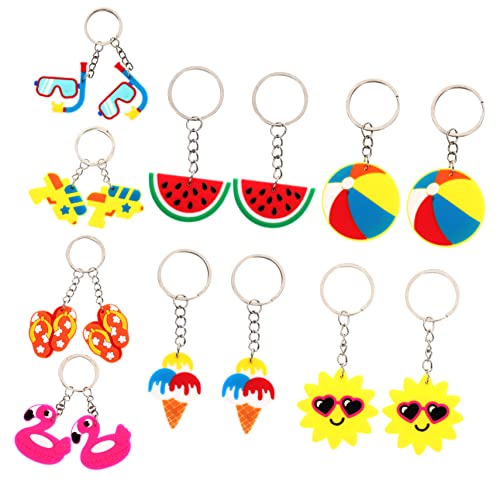 BESTonZON 16 Stück Teiliges Hawaii Schlüsselanhänger Sommer Party Deko Strand Schlüsselanhänger Bunte Tropische Anhänger als und Deko für Outdoor Sommerparty von BESTonZON
