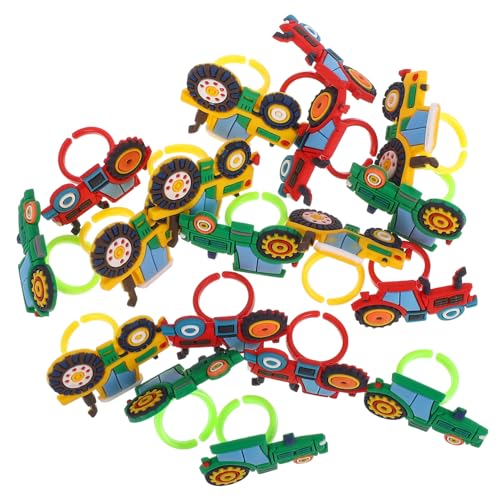 BESTonZON 18 Stück Teiliges Kunststoff Bauernhof Fahrzeug Ring für Bunte Sichere Spielzeugringe als Einzigartige Party Mitgebsel für Kindergeburtstag und Saisonfeiern von BESTonZON
