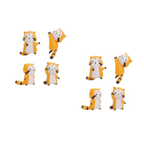 BESTonZON 2 Sätze Backkuchendekoration Ornamente Tiere Klein Miniatur Dekorationen Kuchen Dekorativer Topper Waschbärfiguren Feengarten Harzverzierung Waschbär-statuen Pvc Gelb 4 Stück * 2 von BESTonZON
