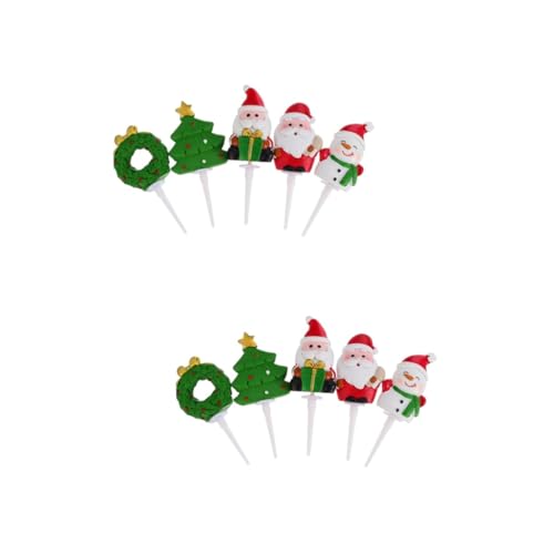 BESTonZON 2 Sätze Kuchendekorations Add On Weihnachtskuchen Dekoration Weihnachts Fondant Kuchen Accessoire Festival Themen Kuchen Dekoration Weihnachtskuchen Topper 5 Stück * 2 von BESTonZON