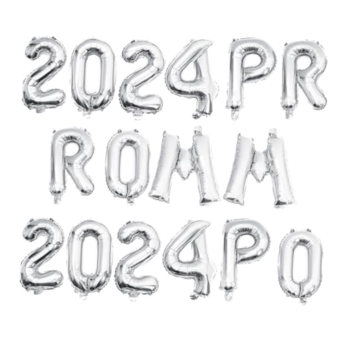 BESTonZON 2 Sätze Luftballons für die Abschlussfeier wohnwand deko balloons dekoration party prom balons Dekorationen Girlande 2024 Luftballons Party-Layout-Requisiten Aluminiumfolie Silver von BESTonZON