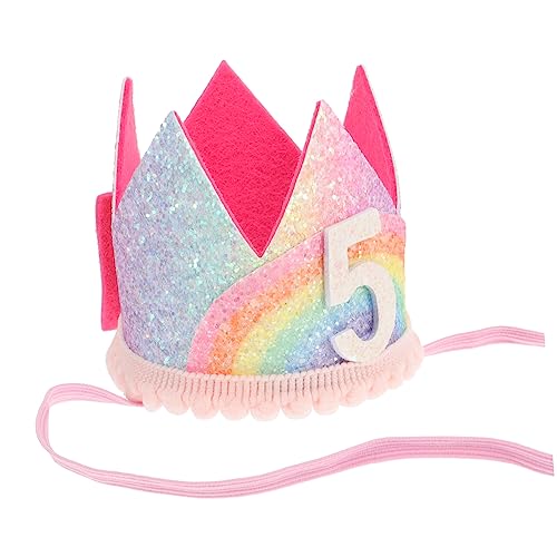 BESTonZON 2 Stück Geburtstags Regenbogenkrone Geburtstagskrone Kindergeburtstagshut Kronenhut Zahlenkrone Hut Geburtstagsparty Kappe Kinderparty Hut Kinderkrone von BESTonZON