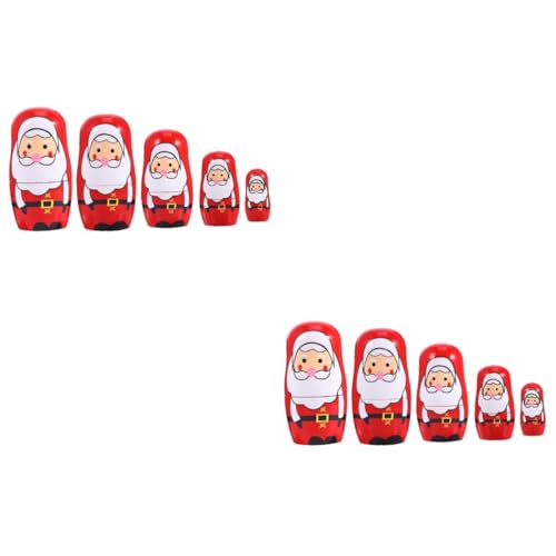 BESTonZON 2 Stück Holz Matruschka Weihnachtsmann Ornament Handgezeichnet Lustige Weihnachtsdeko für Zuhause und Auto Festliche Tischdekoration Geschenkidee BESTonZON 2 Stück Holz Matruschka Weihnachtsmann Ornament Handgezeichnet Lustige Weihnachtsdeko für Zuhause und Auto Festliche Tischdekoration Geschenkidee von BESTonZON