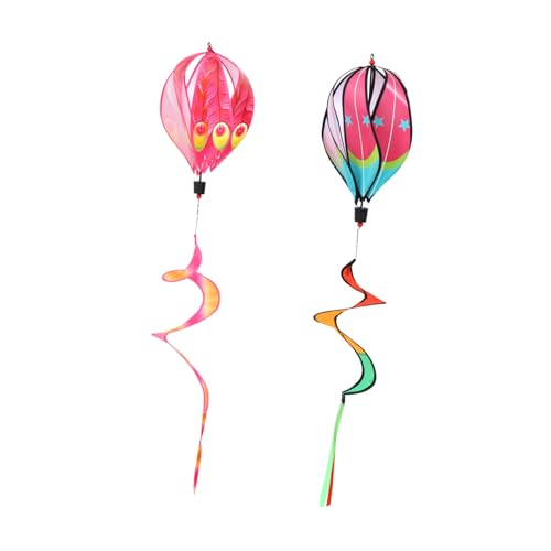 BESTonZON 2 Stück Teiliges Leichtes Windspiel mit Bunten Regenbogen Heißluftballons Kreative Hängende Garten Dekorationen für Party Hochzeit und Outdoor Events von BESTonZON