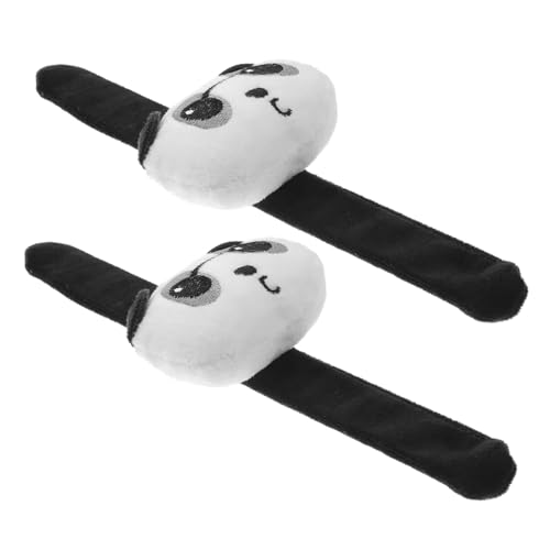 BESTonZON 2 Stück Teiliges Panda Slap Bracelet aus Weichem Plüsch mit Hautfreundlichem Verstellbarem Tier schnapparmband für Jungen und Mädchen Vielseitig Tragbar als Armband oder Anhänger von BESTonZON