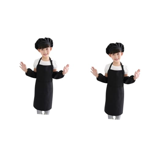 BESTonZON 2-teiliges Set Kinder Kochen Ärmel Kinderschürze Kindermütze Handschelle Zum Kochen Für Kinder Kinderkoch-spielset Gouache Kleid von BESTonZON