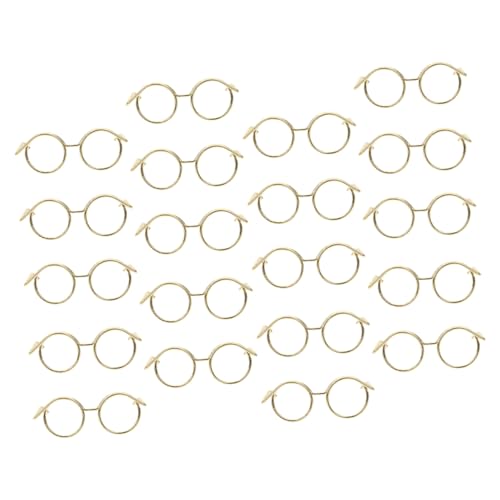 BESTonZON 20 Stück Metallbrillen Lametta Brillen Minirahmen Brillen DIY Puppenbrille Miniatur Puppenbrille Lustige Brillen Dekore Puppe Minibrille Puppenkleidung Zubehör Golden von BESTonZON