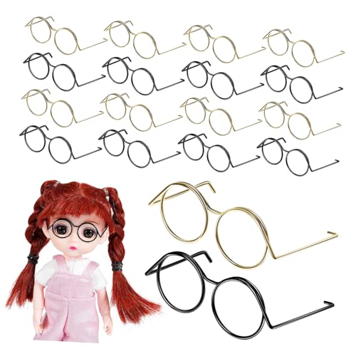 BESTonZON 20 Stück Teiliges Miniatur Puppenbrillen aus Metall Runde Drahtfassung Goldfarbene und Schwarze Mini Brillen für Puppen Langlebig und Vielseitig als Puppenzubehör oder BESTonZON 20 Stück Teiliges Miniatur Puppenbrillen aus Metall Runde Drahtfassung Goldfarbene und Schwarze Mini Brillen für Puppen Langlebig und Vielseitig als Puppenzubehör oder von BESTonZON