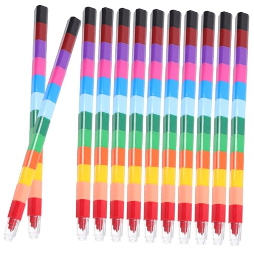 BESTonZON 24 Stück Teiliges Kreativ Wachsmalkreide für Verschiedene Leuchtende Farben Ergonomisch Geformt Langlebig für Kunstprojekte und Schulmalerei von BESTonZON