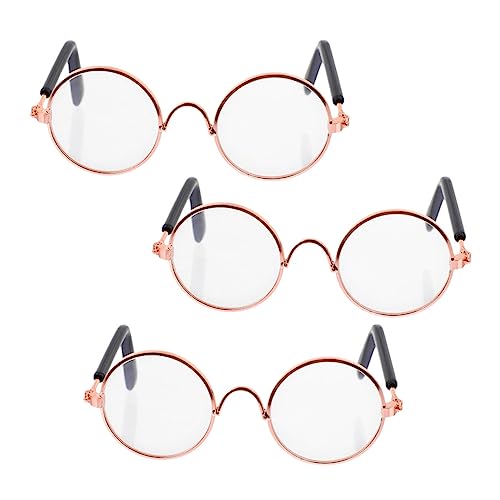 BESTonZON 2St Mini-Brille Retro-Brille Haustierfoto Puppen Kleidung Puppen Klamotten mini Sonnenbrille schnapsgläser Mini-Sonnenbrille aus Metall Hund Sonnenbrille Eisenlegierung Transparent von BESTonZON