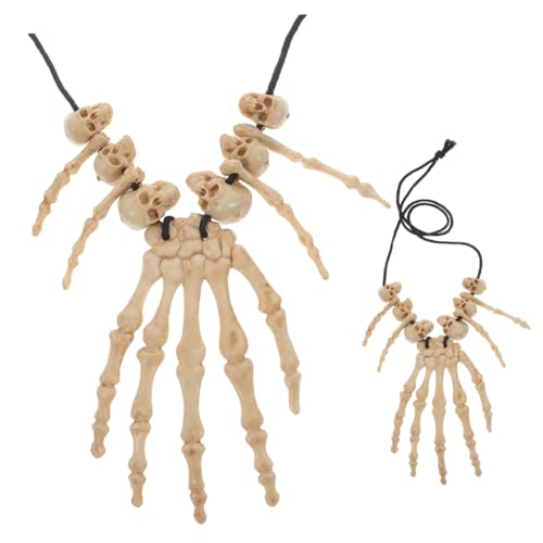 BESTonZON 2st Halloween Skelett Handknochen Halskette -hals-anhänger Halloween-halskette Gothic-halskette Halloween-requisiten Halloween-kostümzubehör Skelettgeist Schädelmaske Harz BESTonZON 2st Halloween Skelett Handknochen Halskette -hals-anhänger Halloween-halskette Gothic-halskette Halloween-requisiten Halloween-kostümzubehör Skelettgeist Schädelmaske Harz von BESTonZON