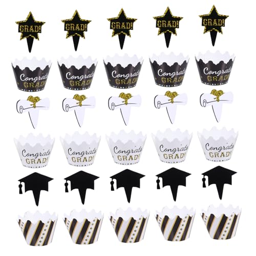 BESTonZON 3 Sätze Abschlusstorte Umgeben Kuchendekorationen Jumbo Herzlichen Glückwunsch Grad Cake Topper Goldene Tortendekoration Liner Glücklich Abschlusstortenaufsätze Papier 24 Stück * 3 BESTonZON 3 Sätze Abschlusstorte Umgeben Kuchendekorationen Jumbo Herzlichen Glückwunsch Grad Cake Topper Goldene Tortendekoration Liner Glücklich Abschlusstortenaufsätze Papier 24 Stück * 3 von BESTonZON