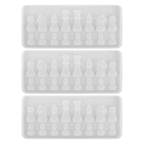 BESTonZON 3 Stück Chinesische Schach-Silikonform Internationale Schachfigur Epoxidharz-Gussform für DIY-Kunsthandwerk Herstellung von Familienfeiern Heimdekoration von BESTonZON