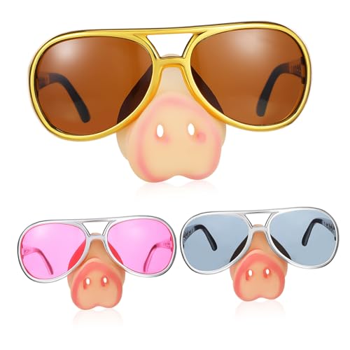 BESTonZON 3 Stück Lustige Partybrillen mit Schweinenase Gold Silber Ausgefallene Geburtstags und Halloween Sonnenbrillen Witzige Verkleidungsaccessoires für Cosplay und Festliche Anlässe BESTonZON 3 Stück Lustige Partybrillen mit Schweinenase Gold Silber Ausgefallene Geburtstags und Halloween Sonnenbrillen Witzige Verkleidungsaccessoires für Cosplay und Festliche Anlässe von BESTonZON