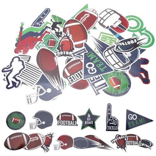 BESTonZON 30 Blätter Fußball-Aufkleber Handy Sticker Sticker Football Party Football Sticker Gepäckanhänger Rugby-Aufkleber für Teenager Fußballaufkleber für Jungen PVC von BESTonZON