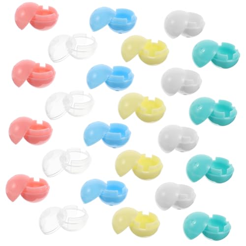 BESTonZON 30 Stück Mini Runde Kapseln für Verkaufsautomaten Wiederverwendbare Kunststoffbehälter in Farben Leicht zu Öffnende Party spielkugeln für DIY geschenke und Osterkörbe von BESTonZON