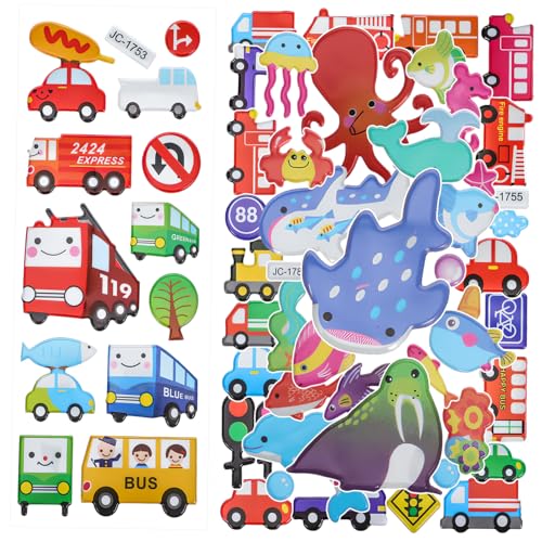 BESTonZON 3Blätter Cartoon Aufkleber für Tier und Fahrzeugmotive Dekorative Sticker für Kühlschrank Scrapbooking und Mehr Langlebig Auffälliges Design Leicht Anzubringen BESTonZON 3Blätter Cartoon Aufkleber für Tier und Fahrzeugmotive Dekorative Sticker für Kühlschrank Scrapbooking und Mehr Langlebig Auffälliges Design Leicht Anzubringen von BESTonZON