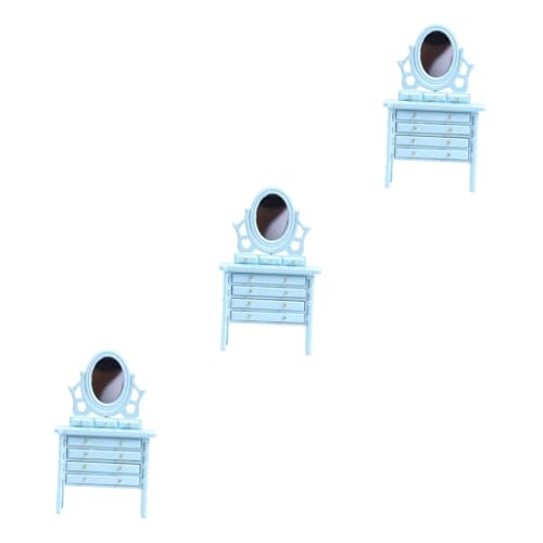 BESTonZON 3St Simulations-Make-up-Tisch Puppenhäuser aus Holz Bücherregal-Dekor House Decoration holzmöbel Kommode Tischdekoration Mini Schminktisch Modell Schminktisch mit Mini-Aufbewahrung von BESTonZON
